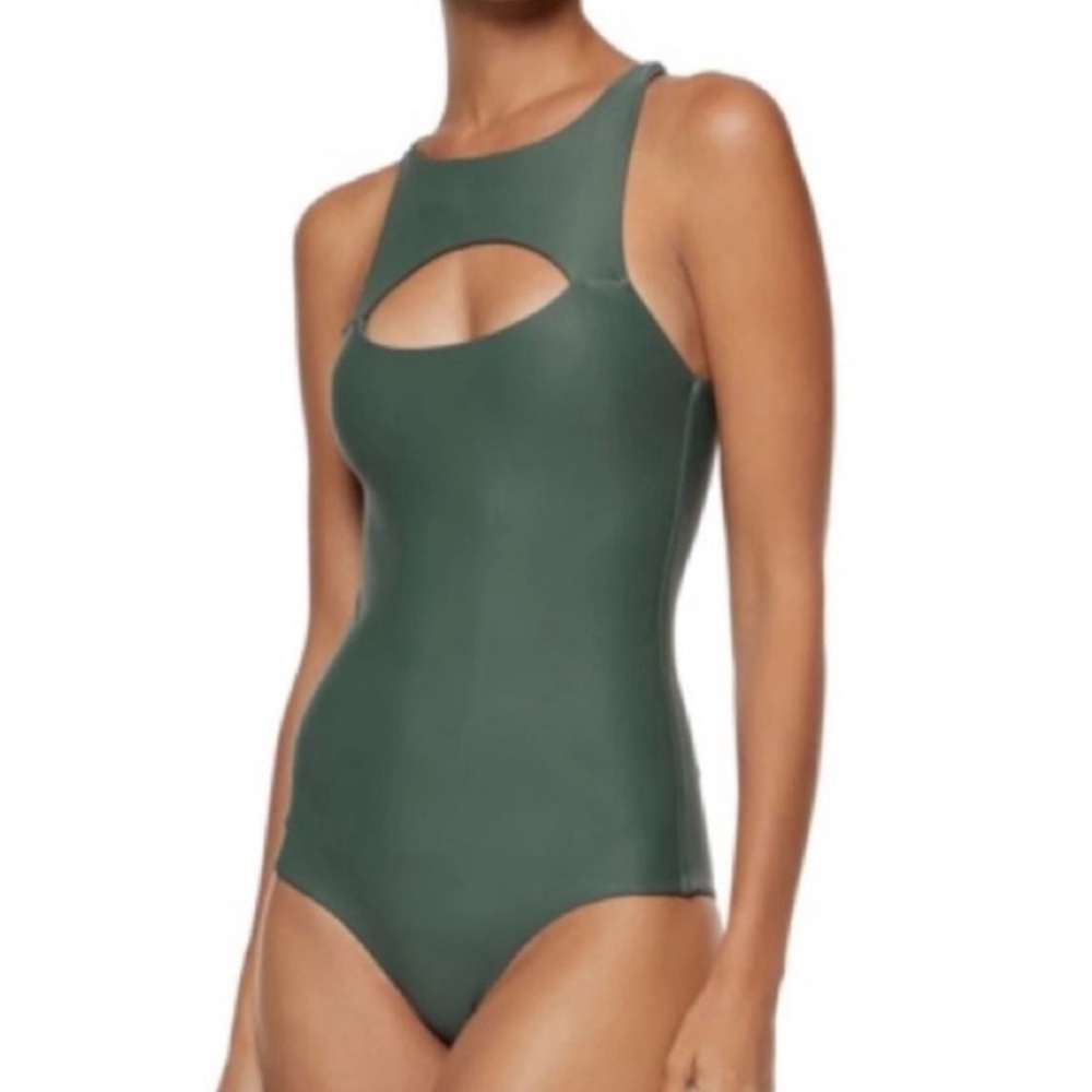 Mikoh Zealand cut out teal one piece.